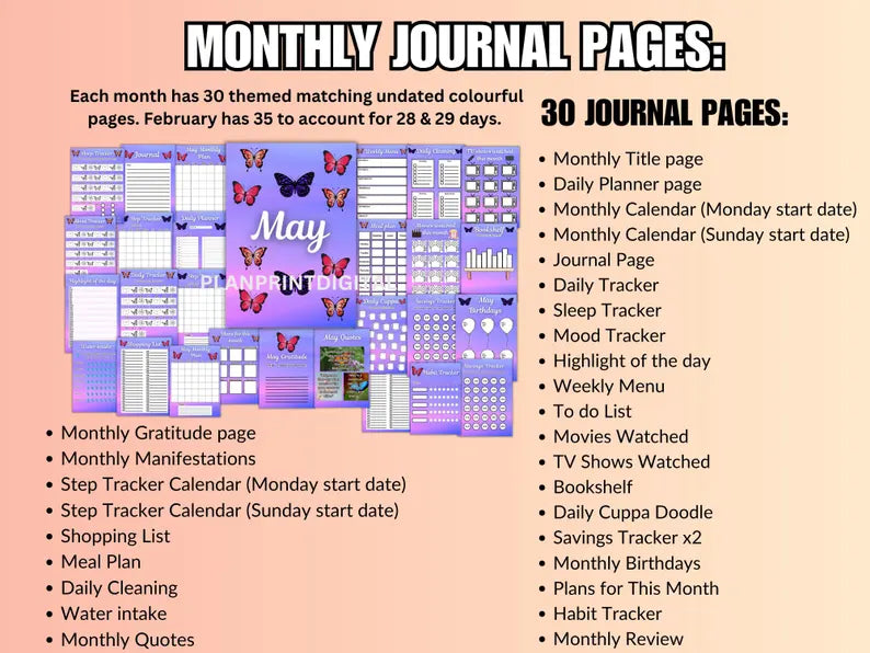 2026 Premade Bullet Journal Bundle | Undated Bullet Journal Pages | Bullet Journal Template | Printable Digital Bullet Journal Kit